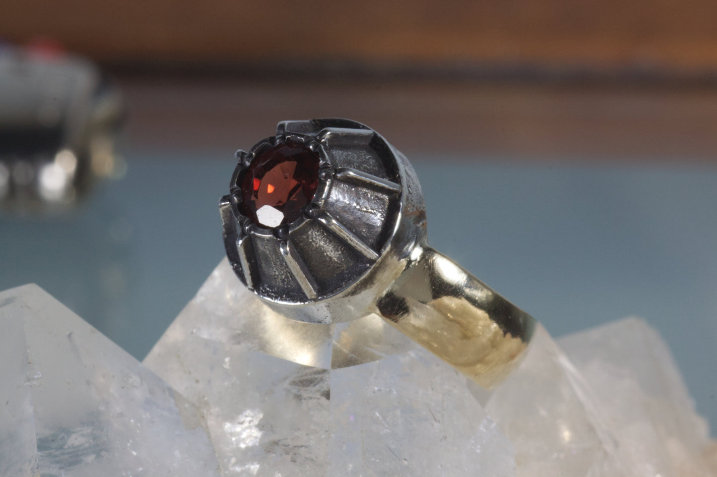 Garnet Space Capsule Ring