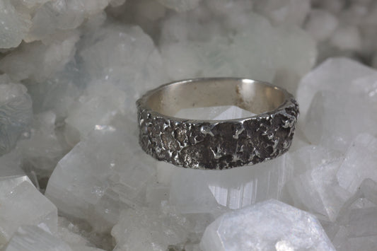 Meteorite Texture Design Wedding Band