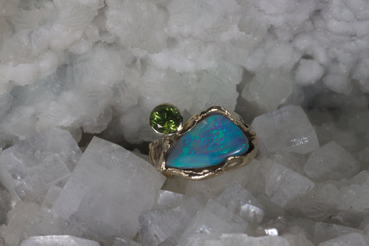 Opal & Peridot Fold Ring