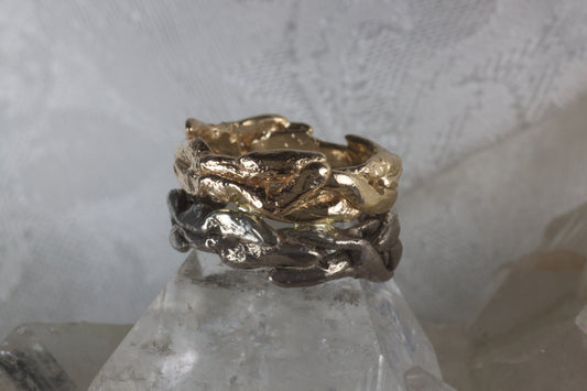 Organic Freeform Textured Twig Wedding Band