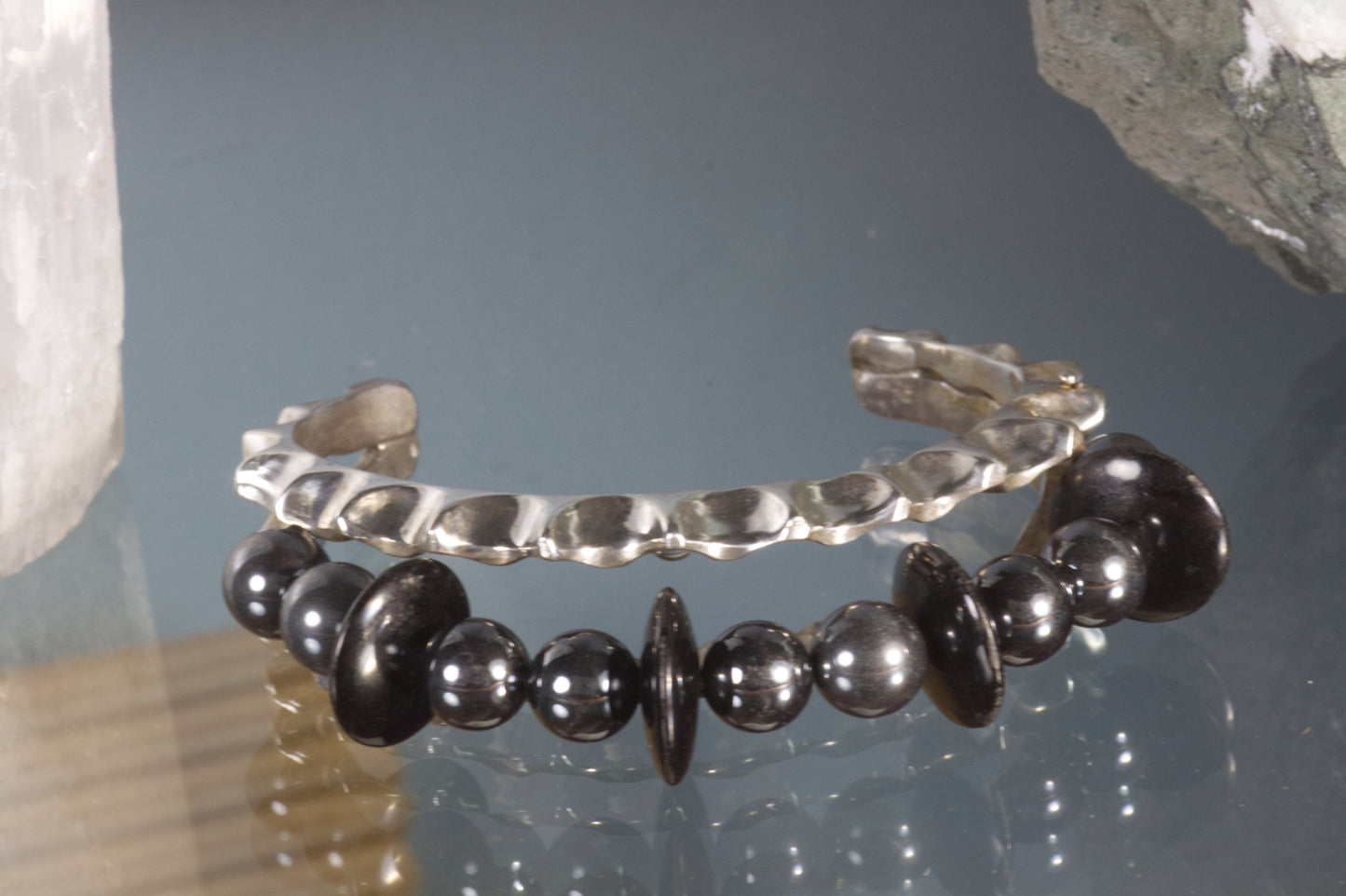 Scallop Bracelet With Black Onyx & Hematite