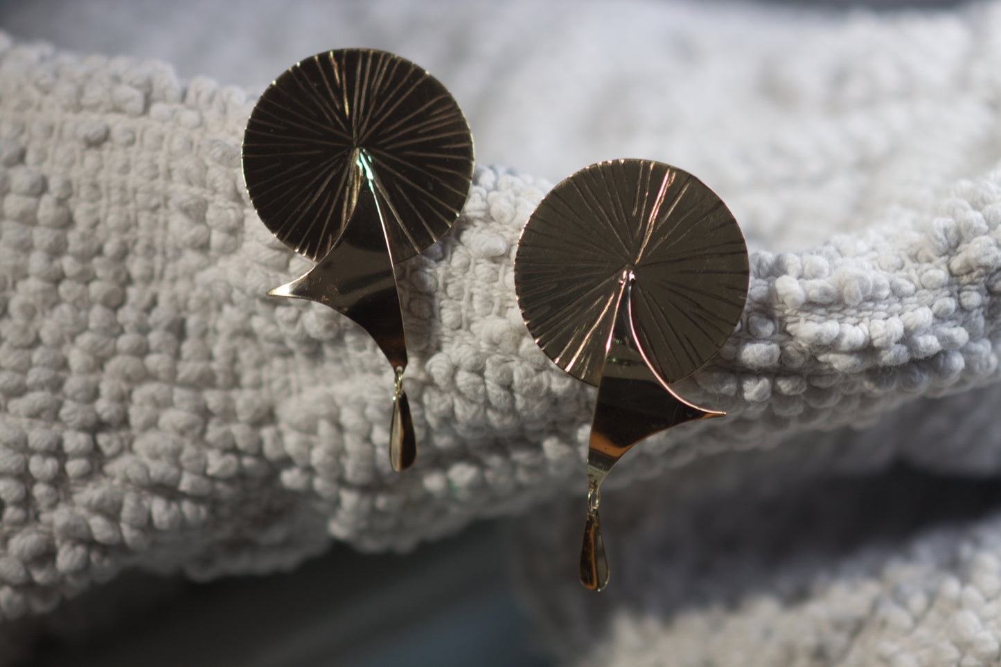 Textured Circle Earrings With Dangle