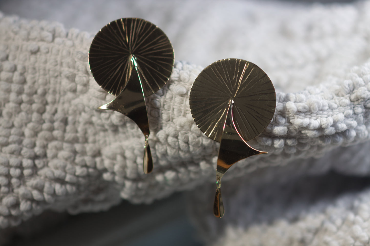 Textured Circle Earrings With Dangle