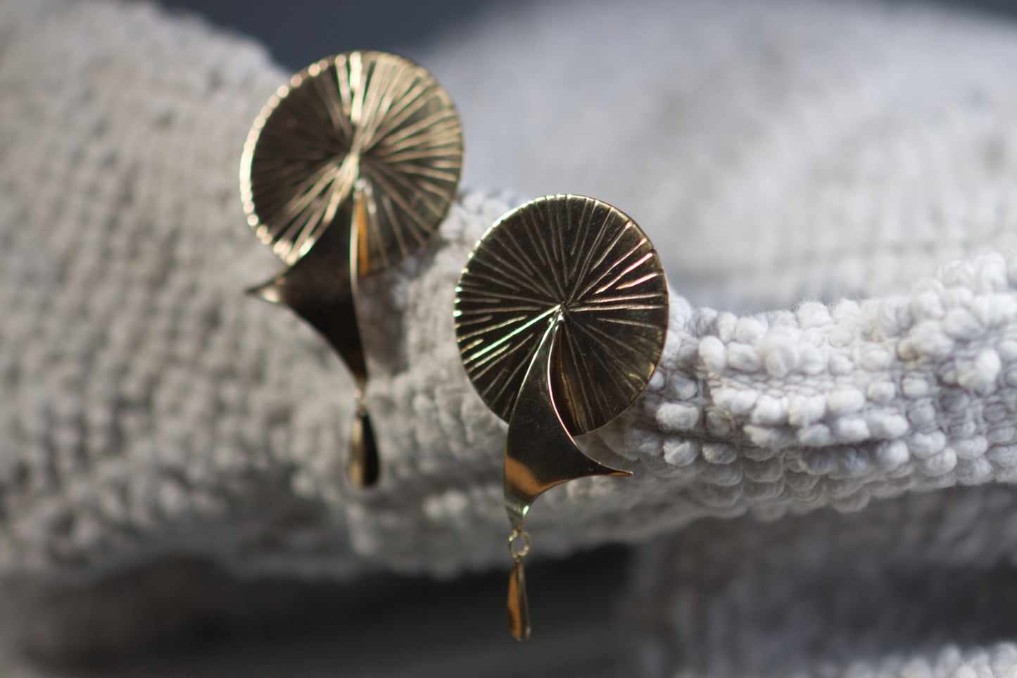 Textured Circle Earrings With Dangle