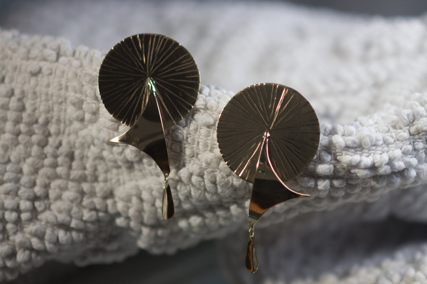 Textured Circle Earrings With Dangle