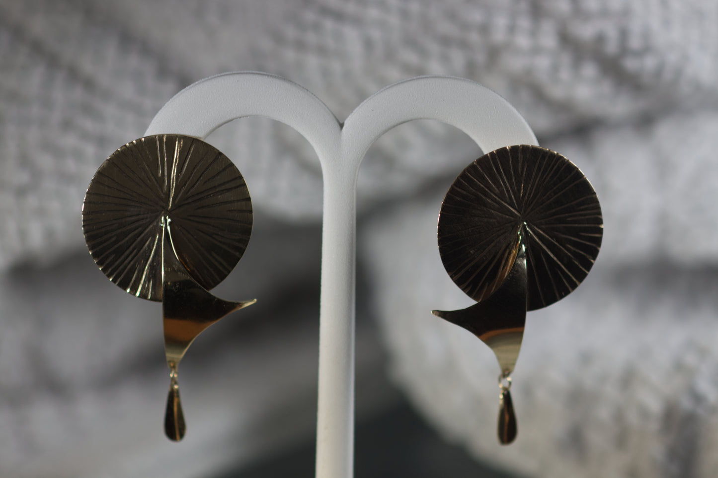 Textured Circle Earrings With Dangle