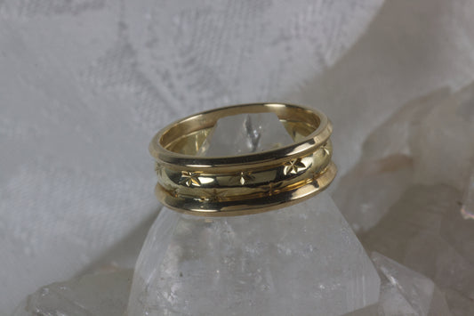 Three Band Wedding Band With Stars