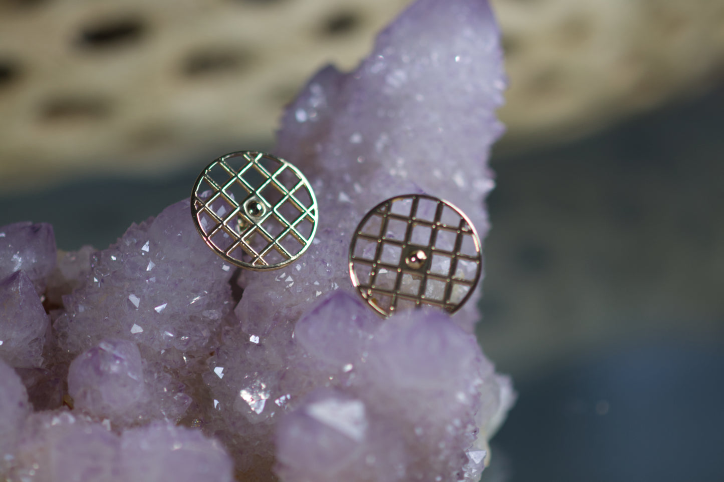 Waffle Design Earrings