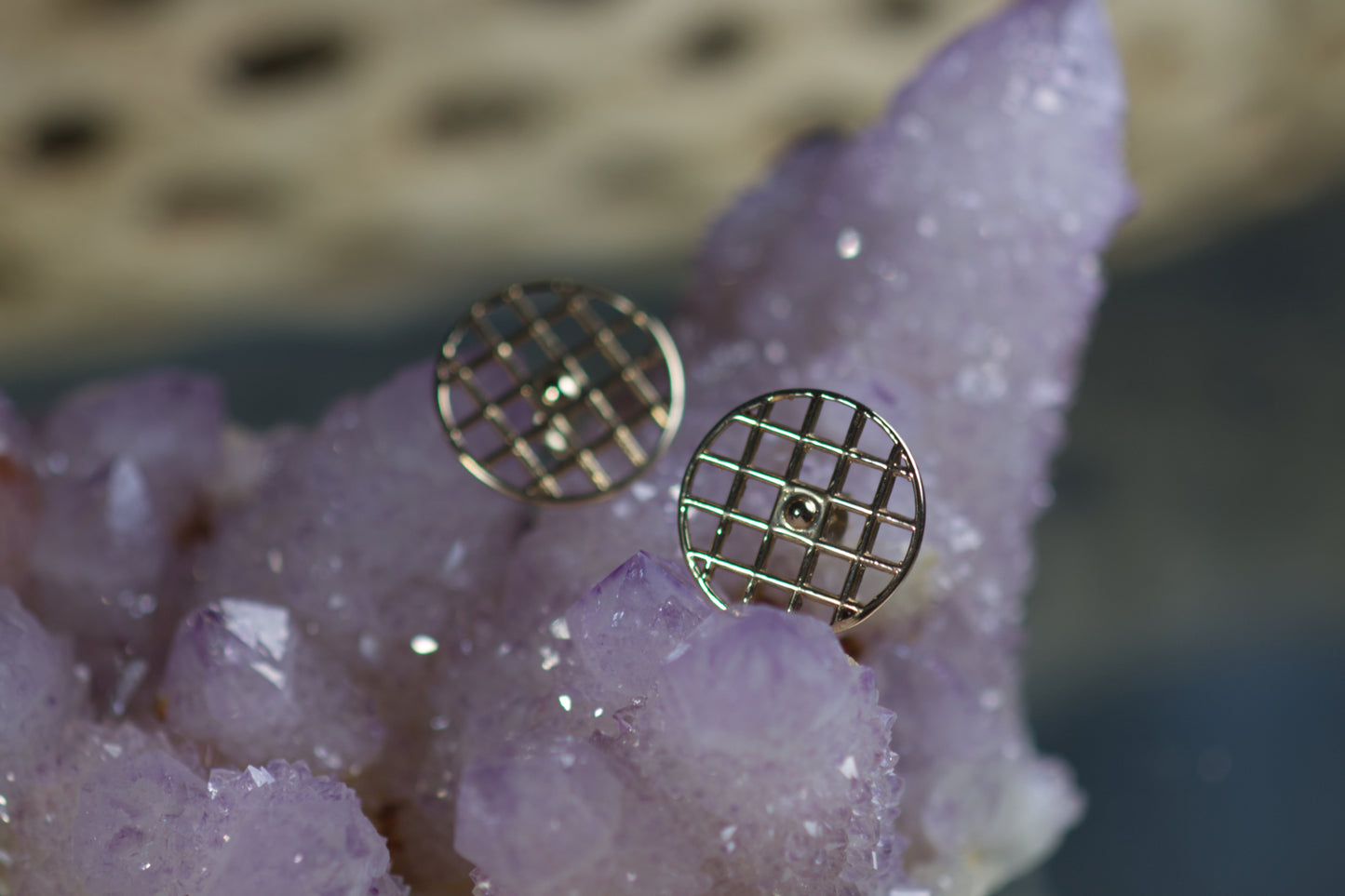 Waffle Design Earrings