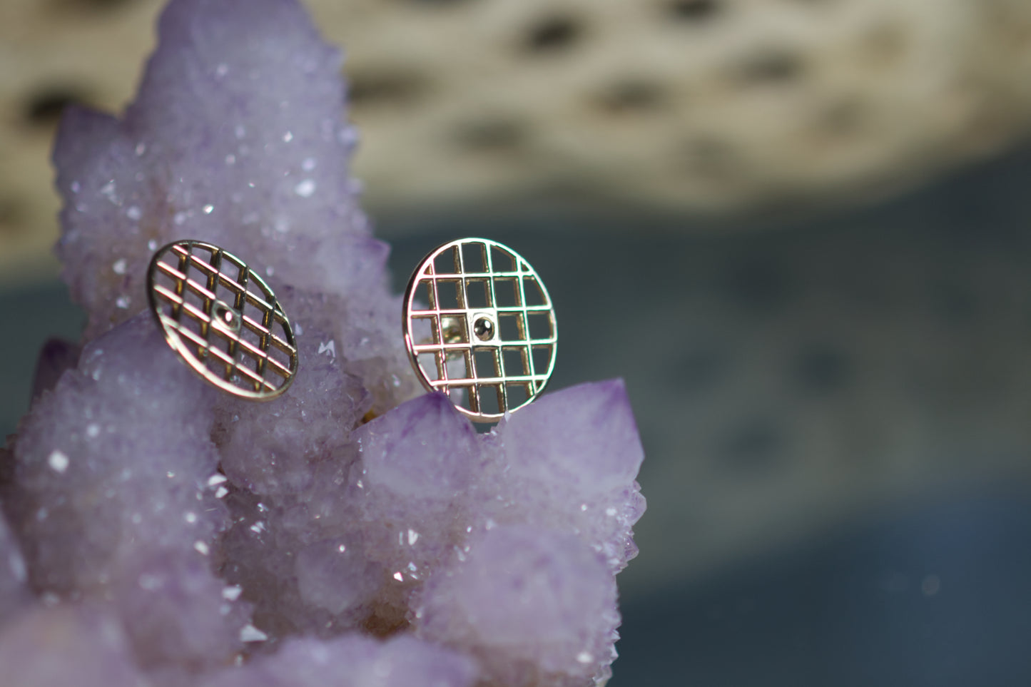 Waffle Design Earrings