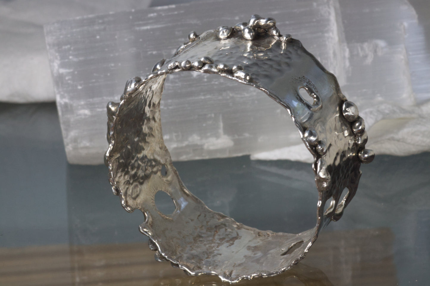Wholly Hammered Bead Bangle Bracelet
